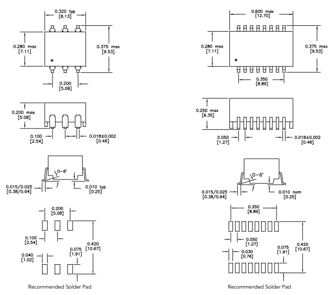 Mechanical Drawing - HALO Electronics TG10-DA Mini Shielded Digital Audio Transformers